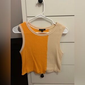 Colorblock Tank Top - Orange and Cream